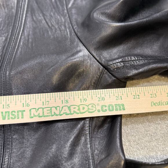 Vintage Jones New York Leather Jacket Black Belted Womens Lrg Classic Retro - Picture 11 of 13